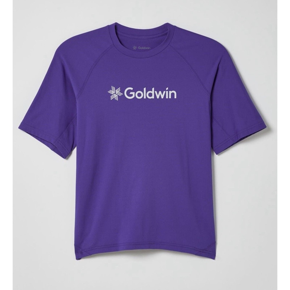 Goldwin T-Shirt Men Size Large (4) Purple Gorpcore Logo‎ Dry Polygiene